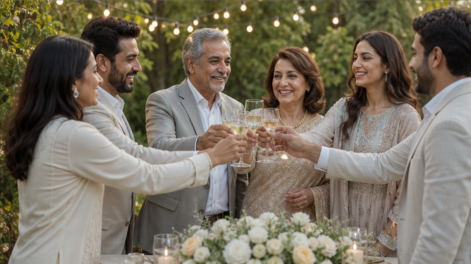 50th Wedding Anniversary Invitation prompt example 3 - Family Celebration Reveal In A Warmly Lit Venue