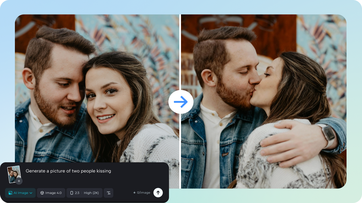 AI kissing with images