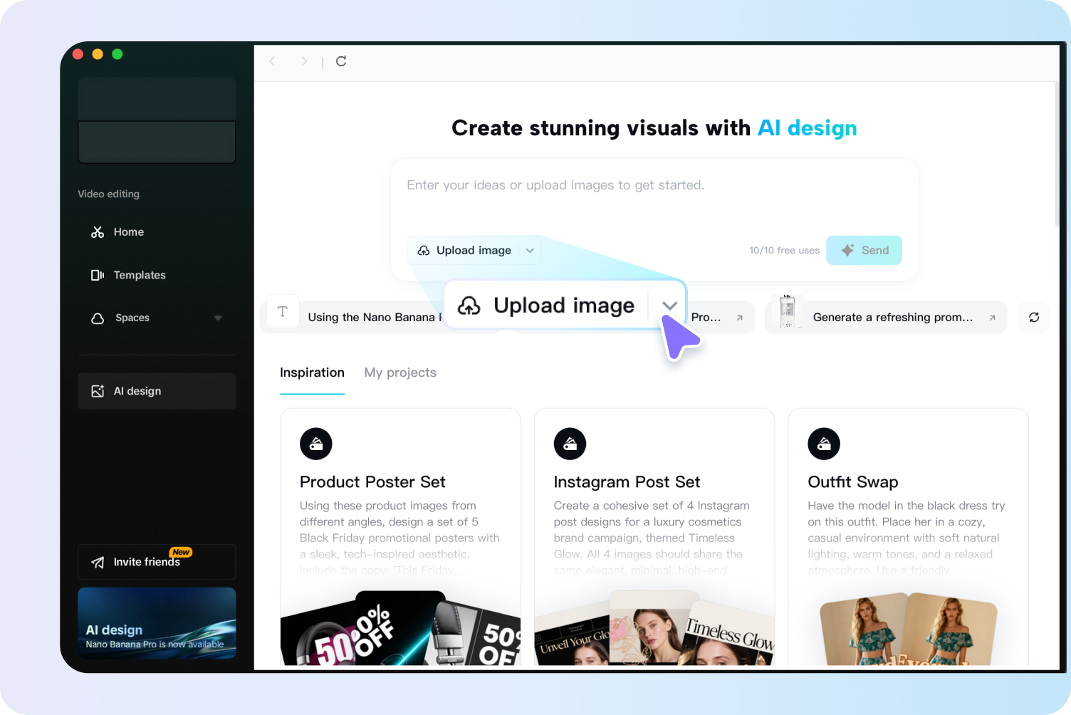 Uploading your image to the CapCut watermark remover
