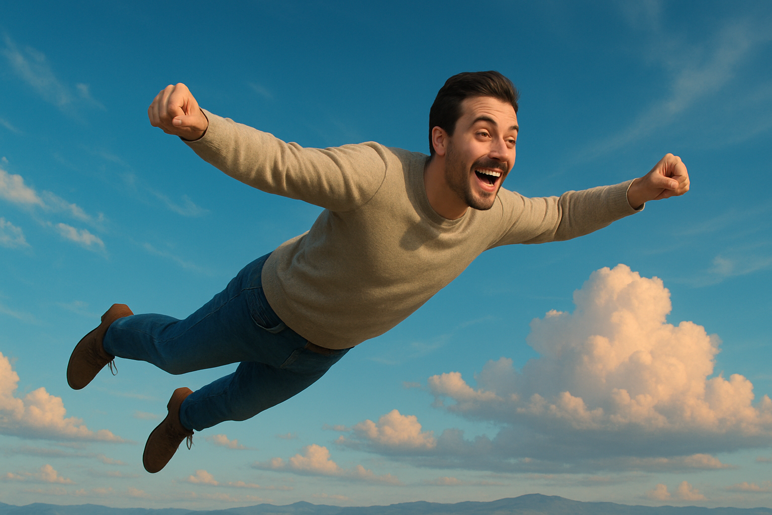 "A man flying AI image" trend