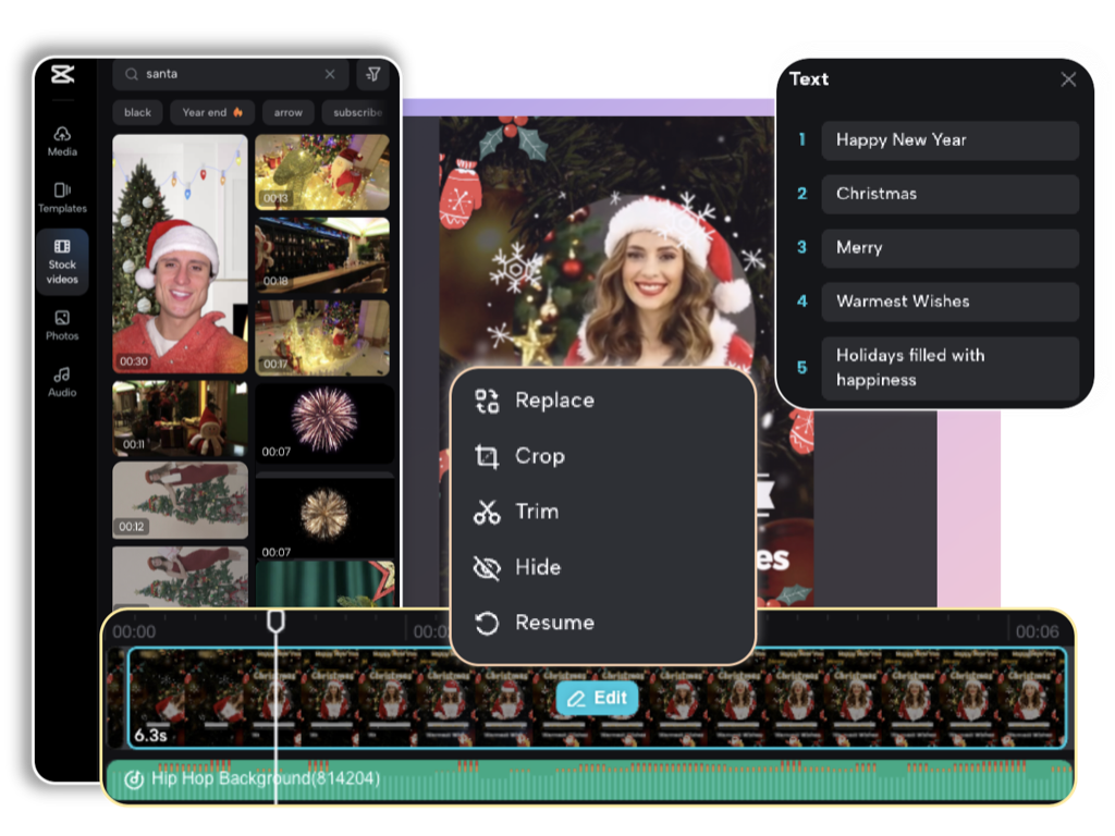 تحرير سانتا الفيديو الخاص بك