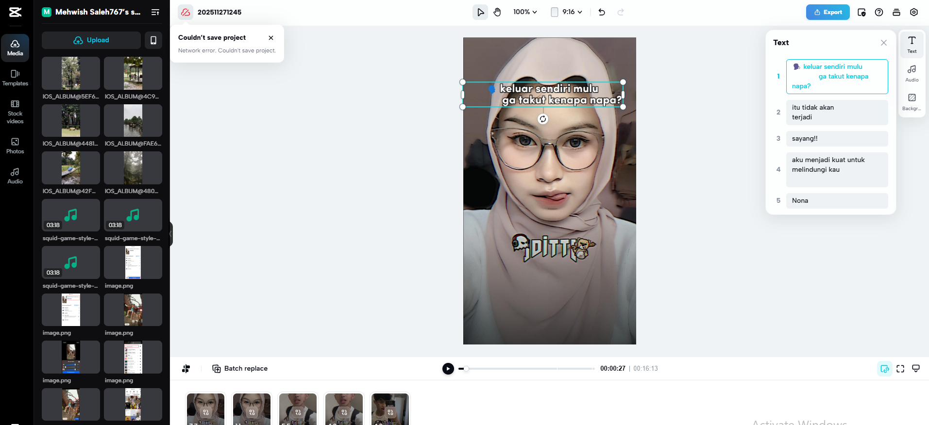Editing canvas on capcut web with media replacements