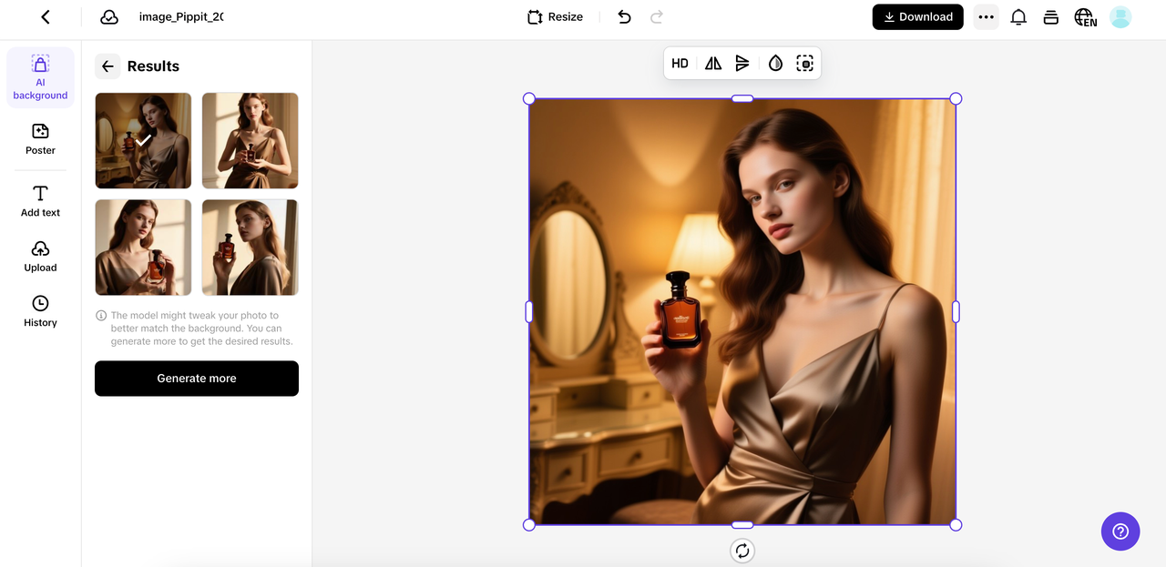 Model holding product feature