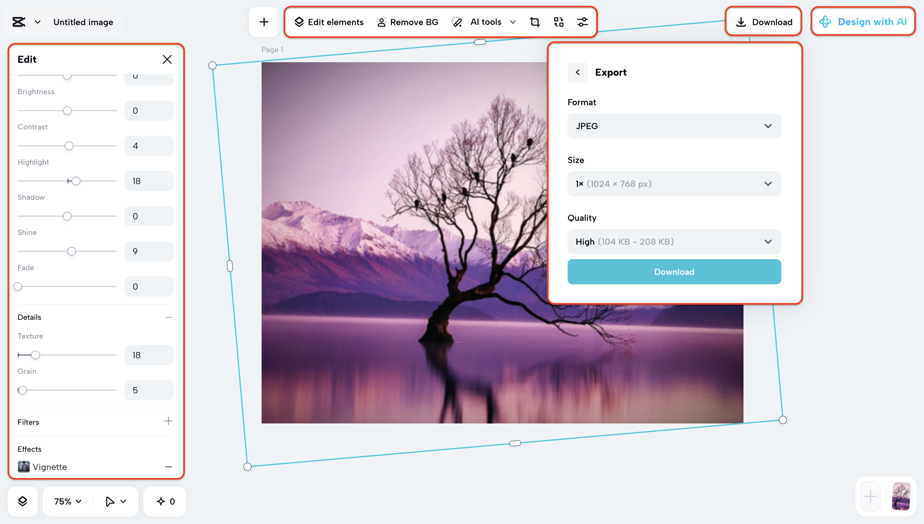 Upravit a exportovat.