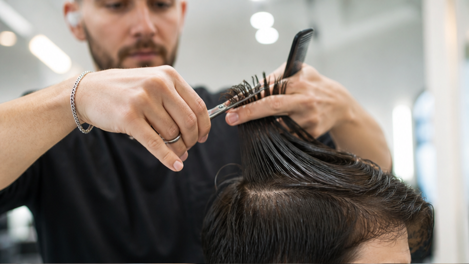 Saloon Promo Video prompt example 1 - Stylist Consultation And Mood-Board Close-Up