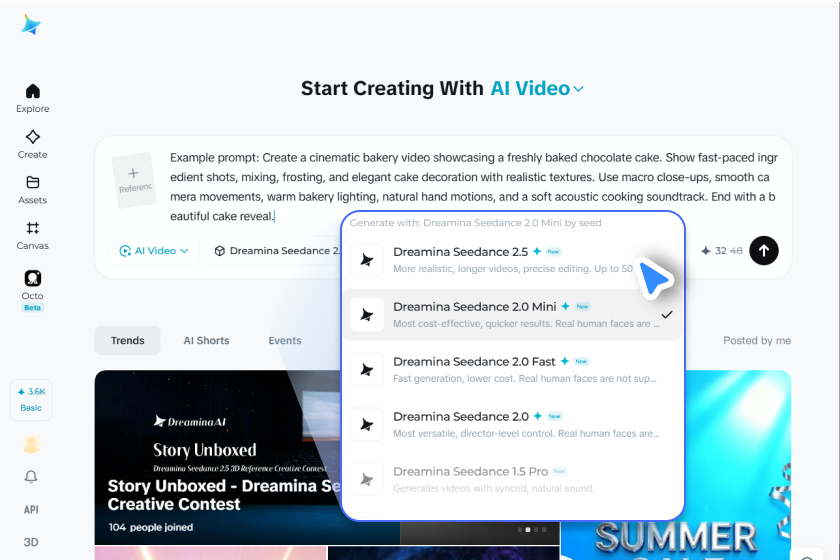 Choose a model, customize settings, and generate