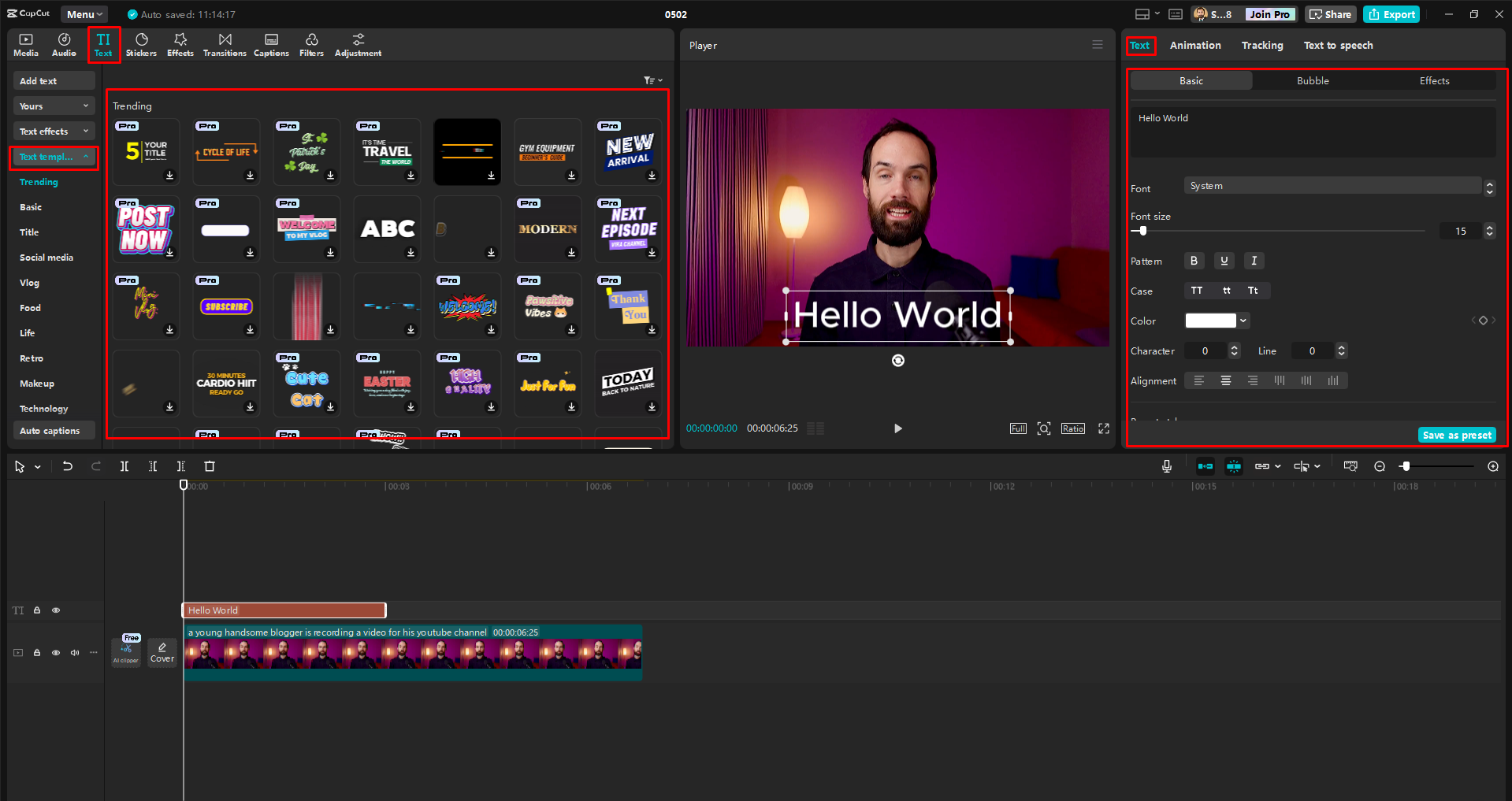 Add text to the video