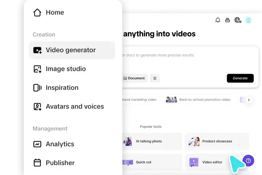 Access the AI video generator