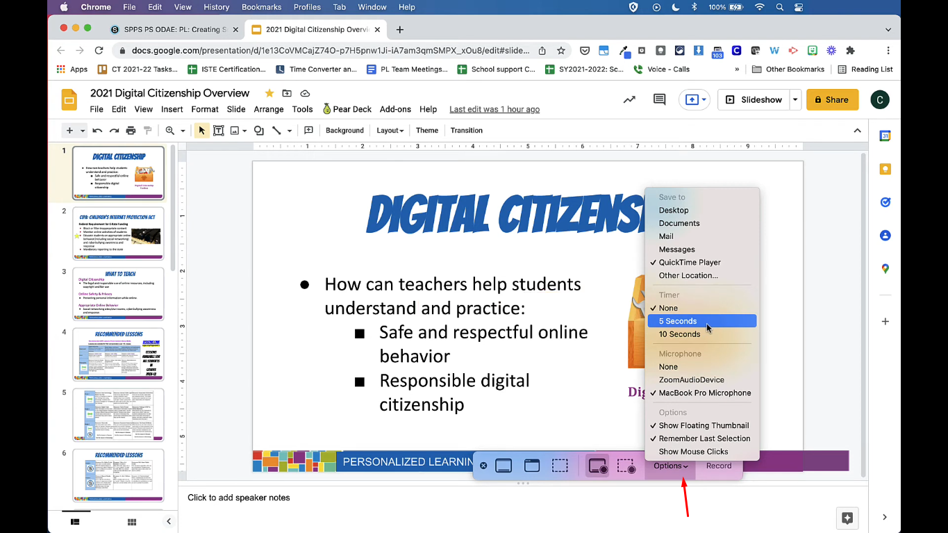 Bild som visar hur du justerar inspelningsinställningar i QuickTime Player