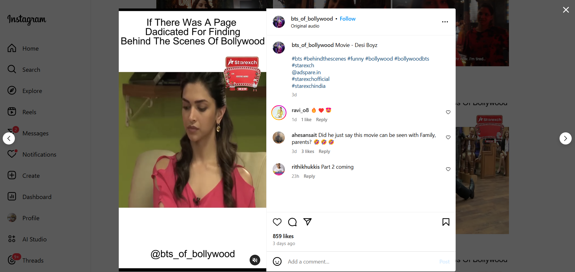 Behind the scenes video reels on Instagram