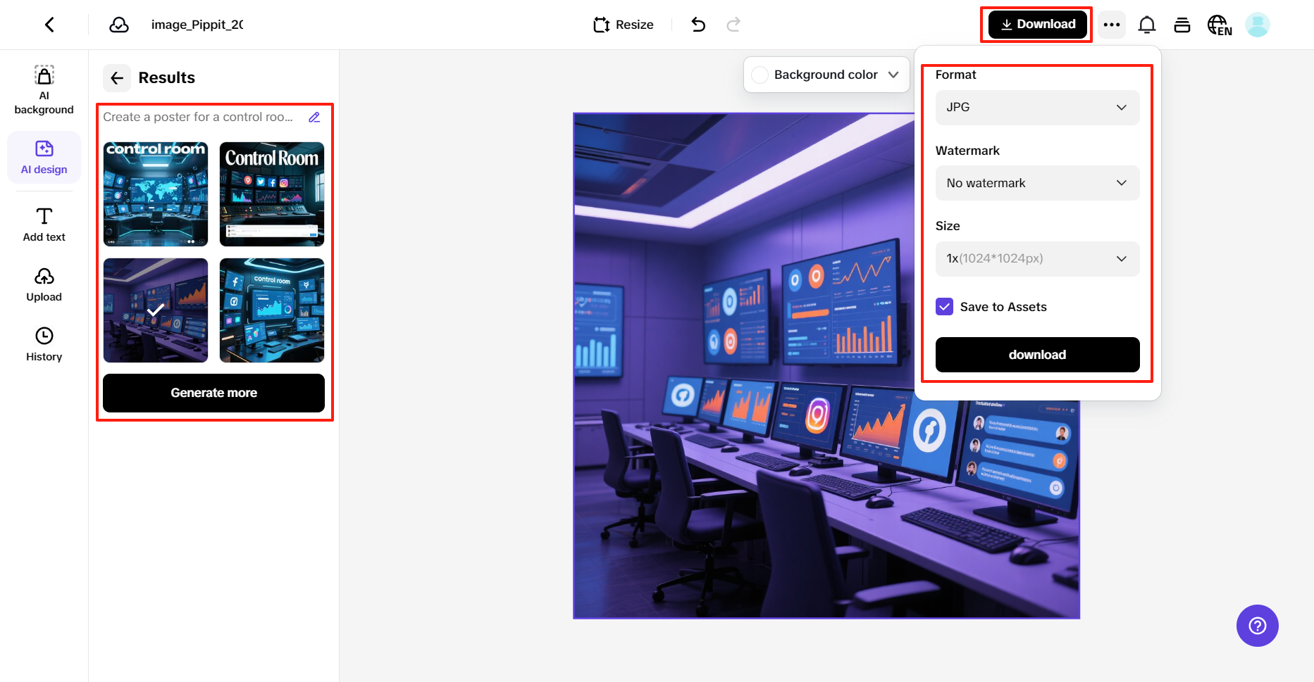 Select, customize, and download the poster