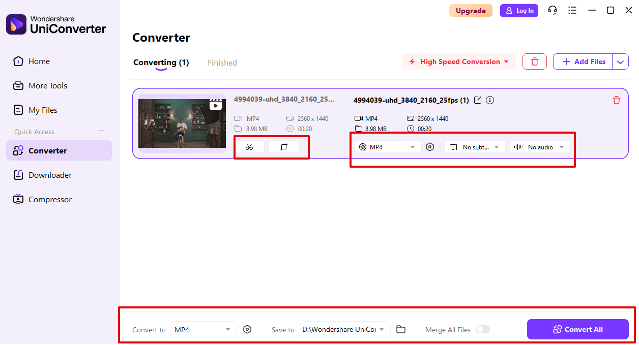 UniConverter for format conversion