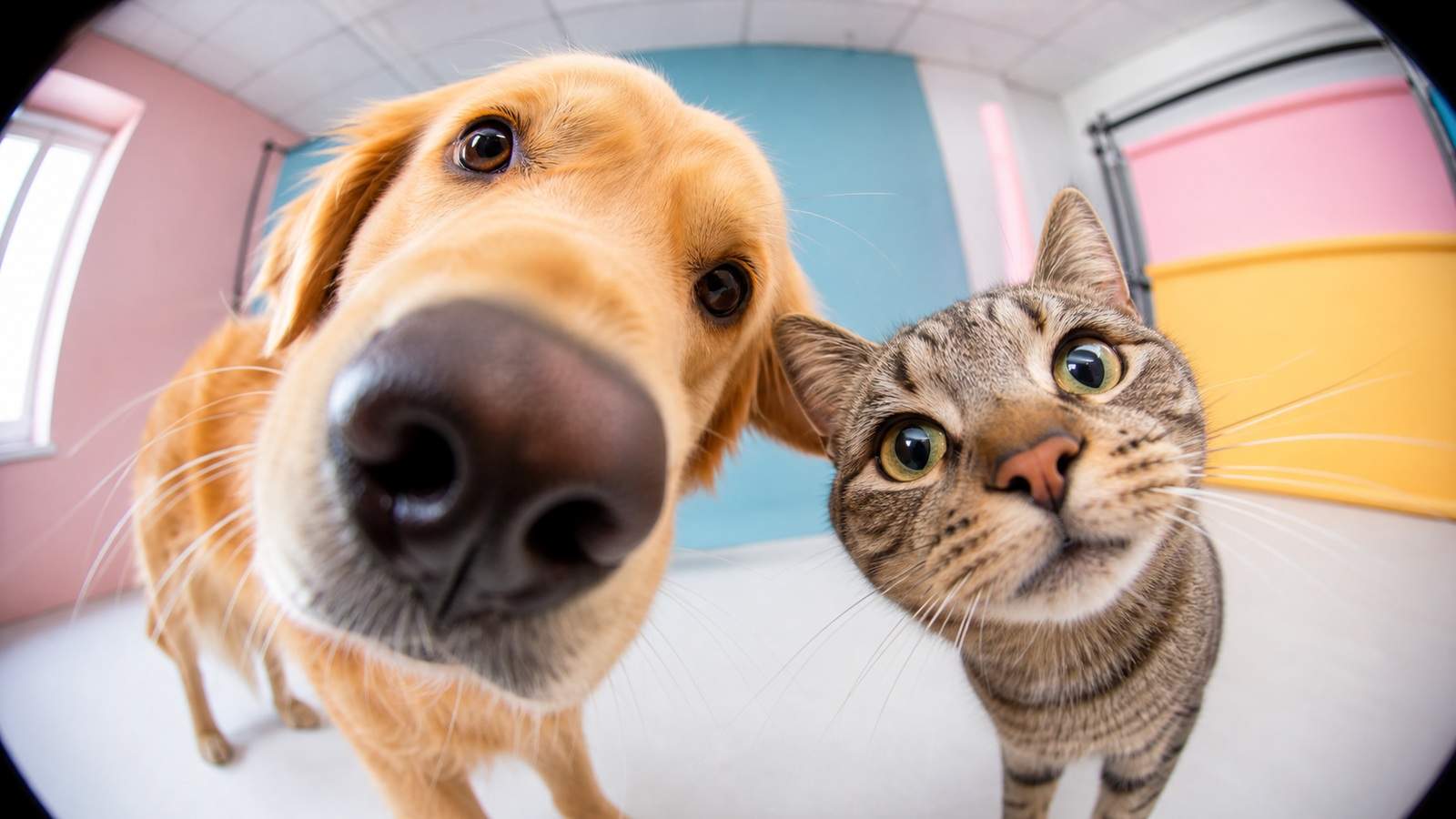 Fisheye Pet Photo AI Prompts example created for Dreamina