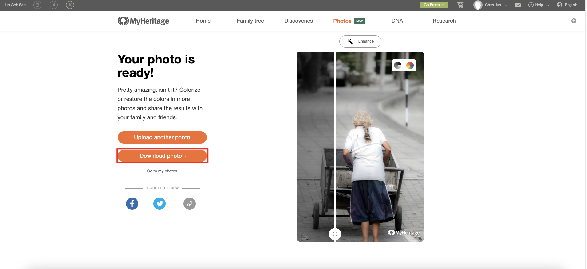 myheritage photo enhancer free