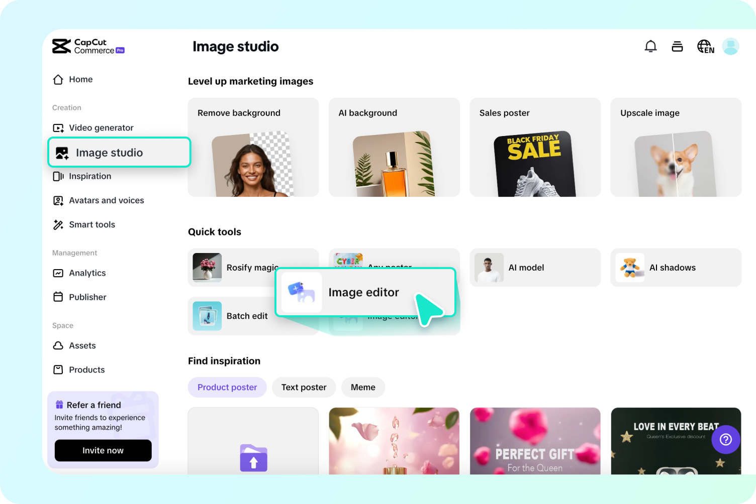 Go to the image studio