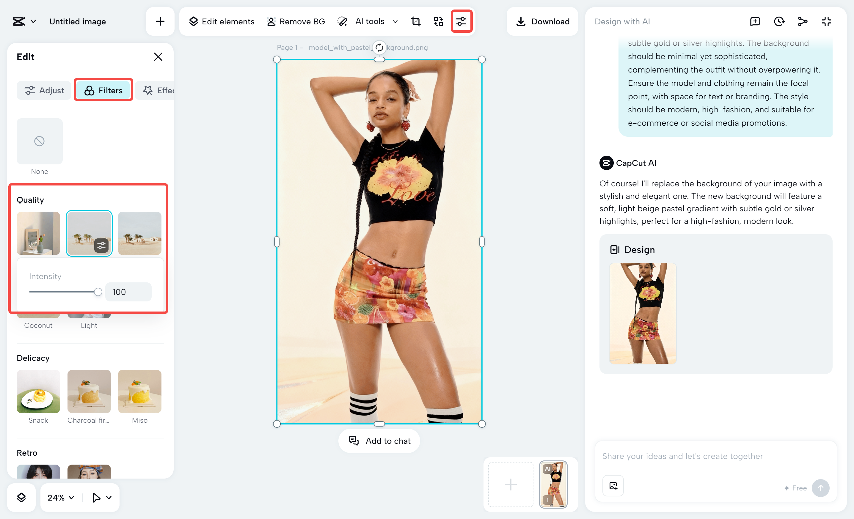 Applying filters from the CapCut desktop video editor