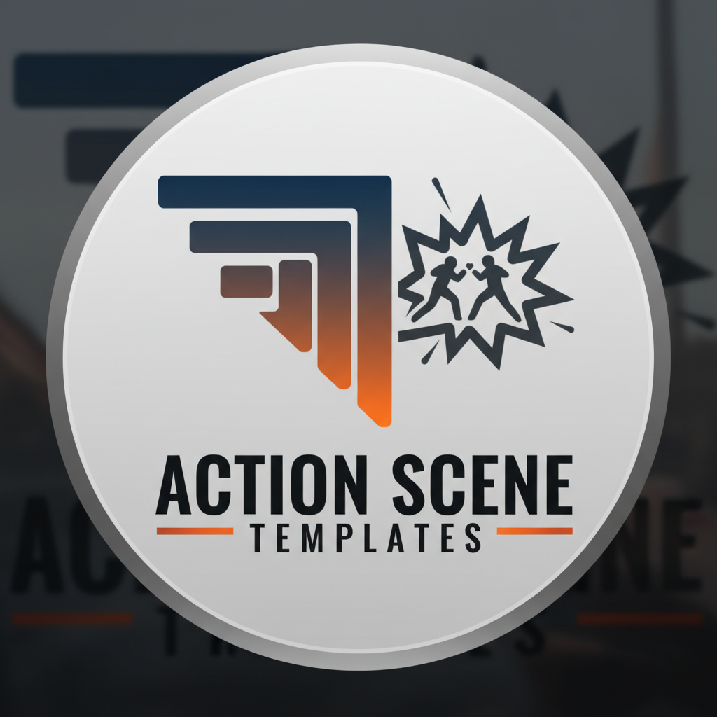 Minimal glyph of stacked rectangles representing action scene templates.