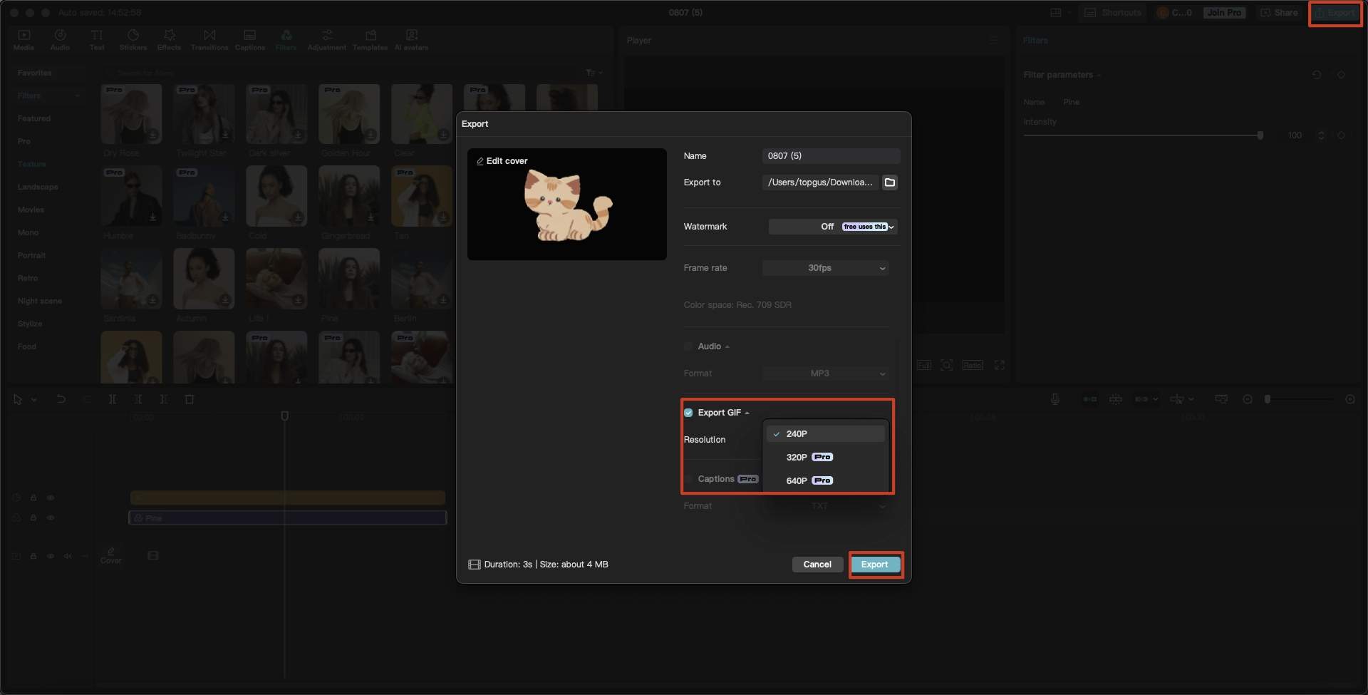 Export the sticker