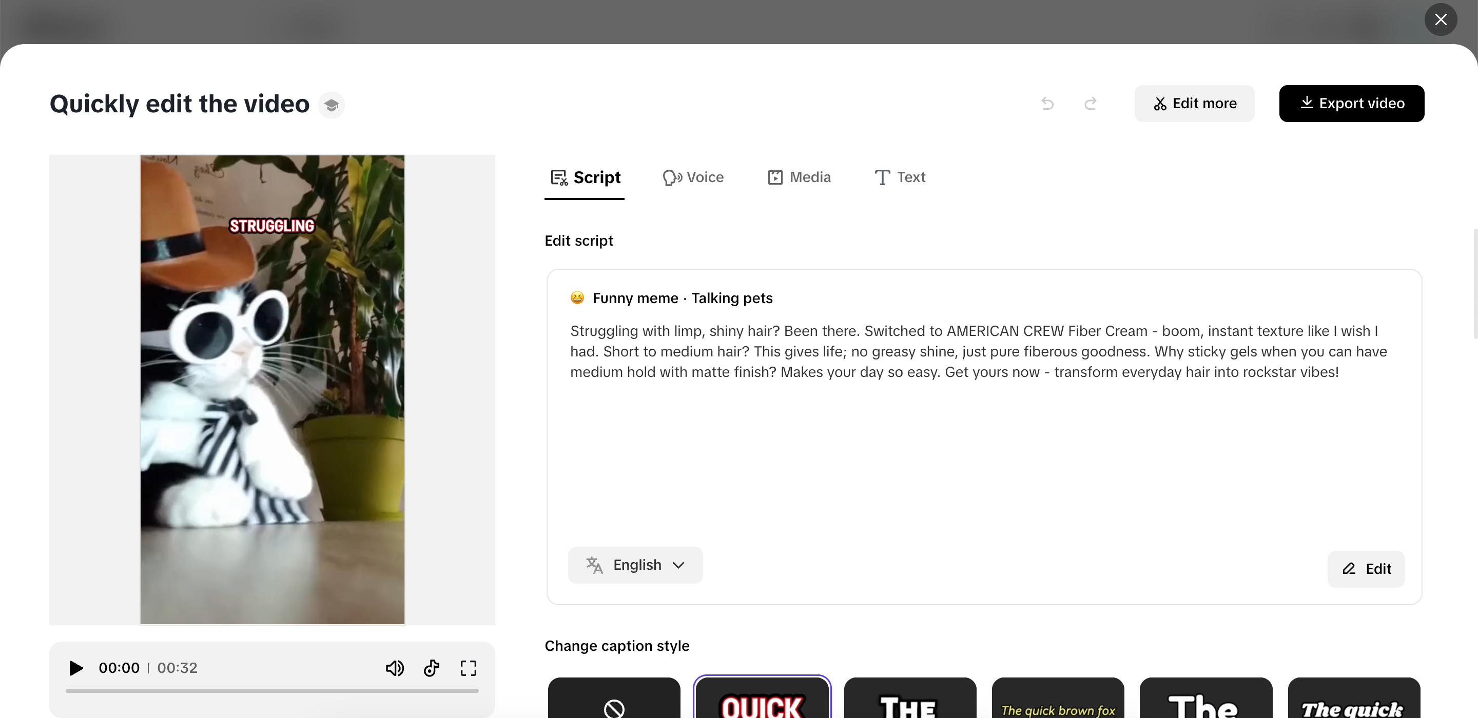 Ajuste rapidamente seu vídeo