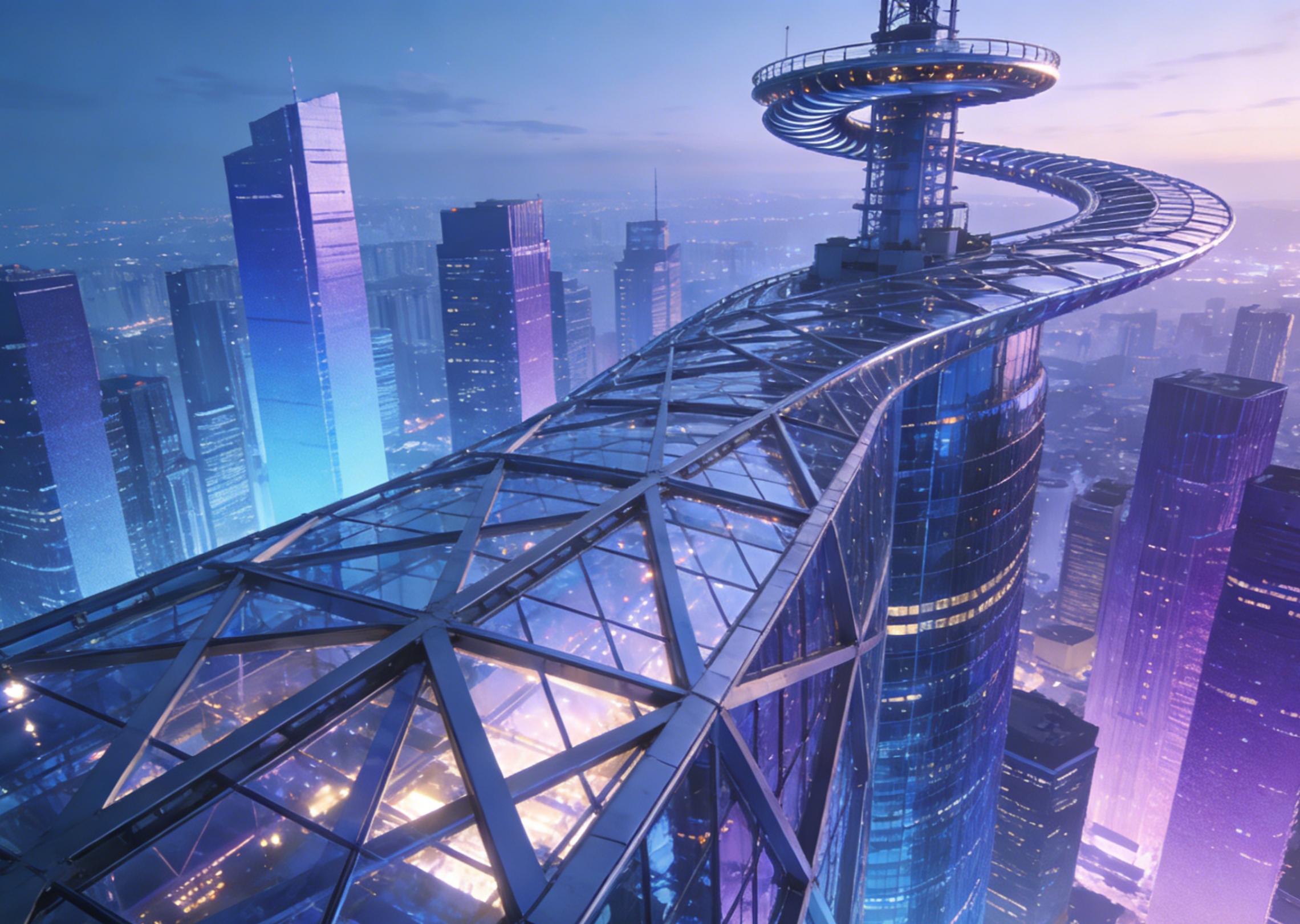 Generate a conceptual sketch of a futuristic skyscraper with high-tech materials