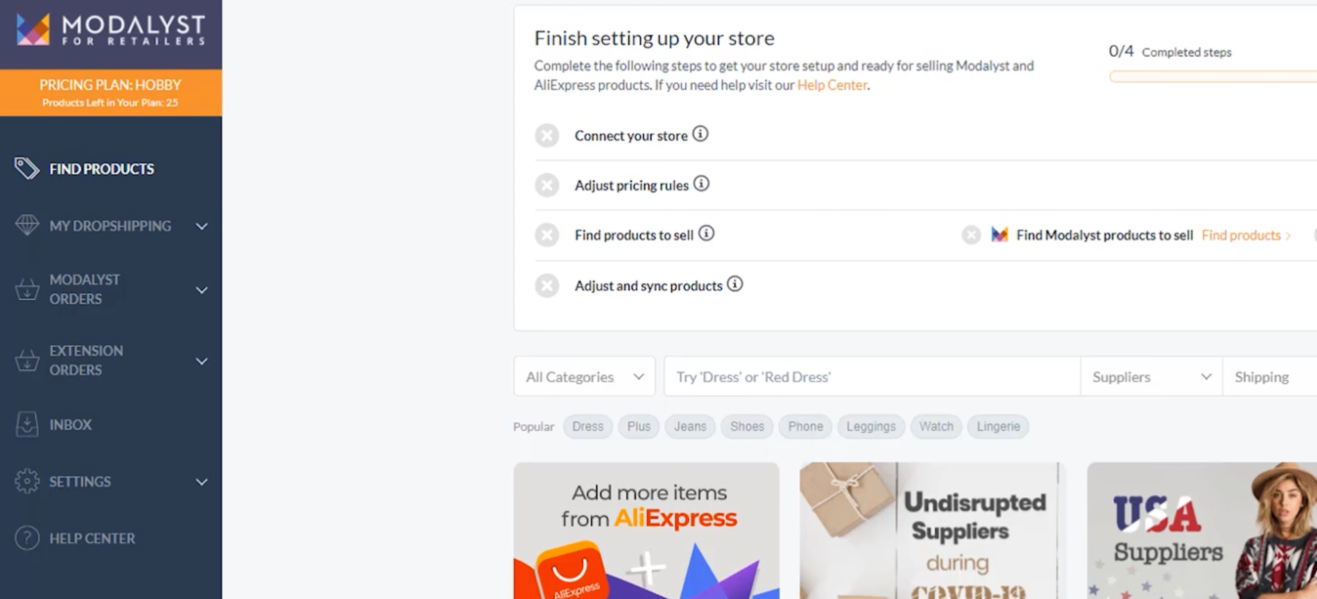 Modalyst dropshipping for Shopify