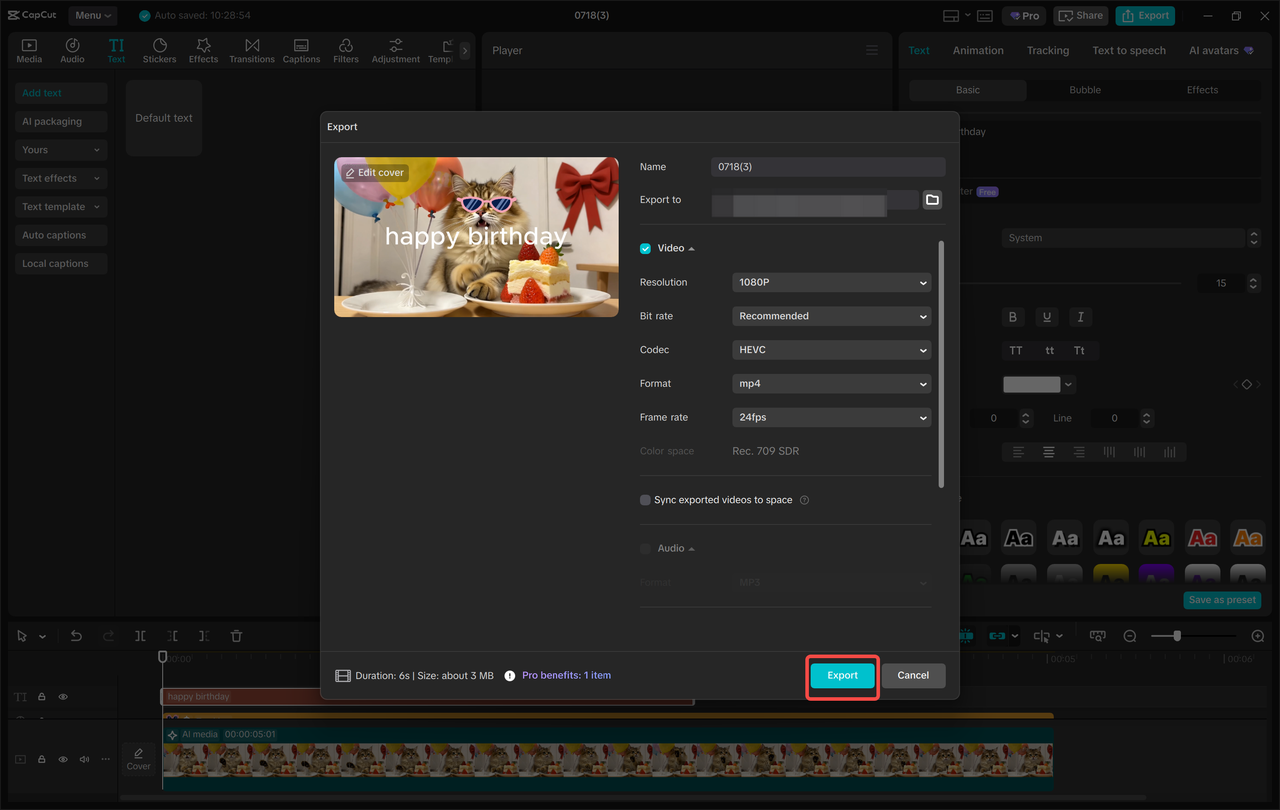 Mengeksport video daripada penyunting video desktop CapCut