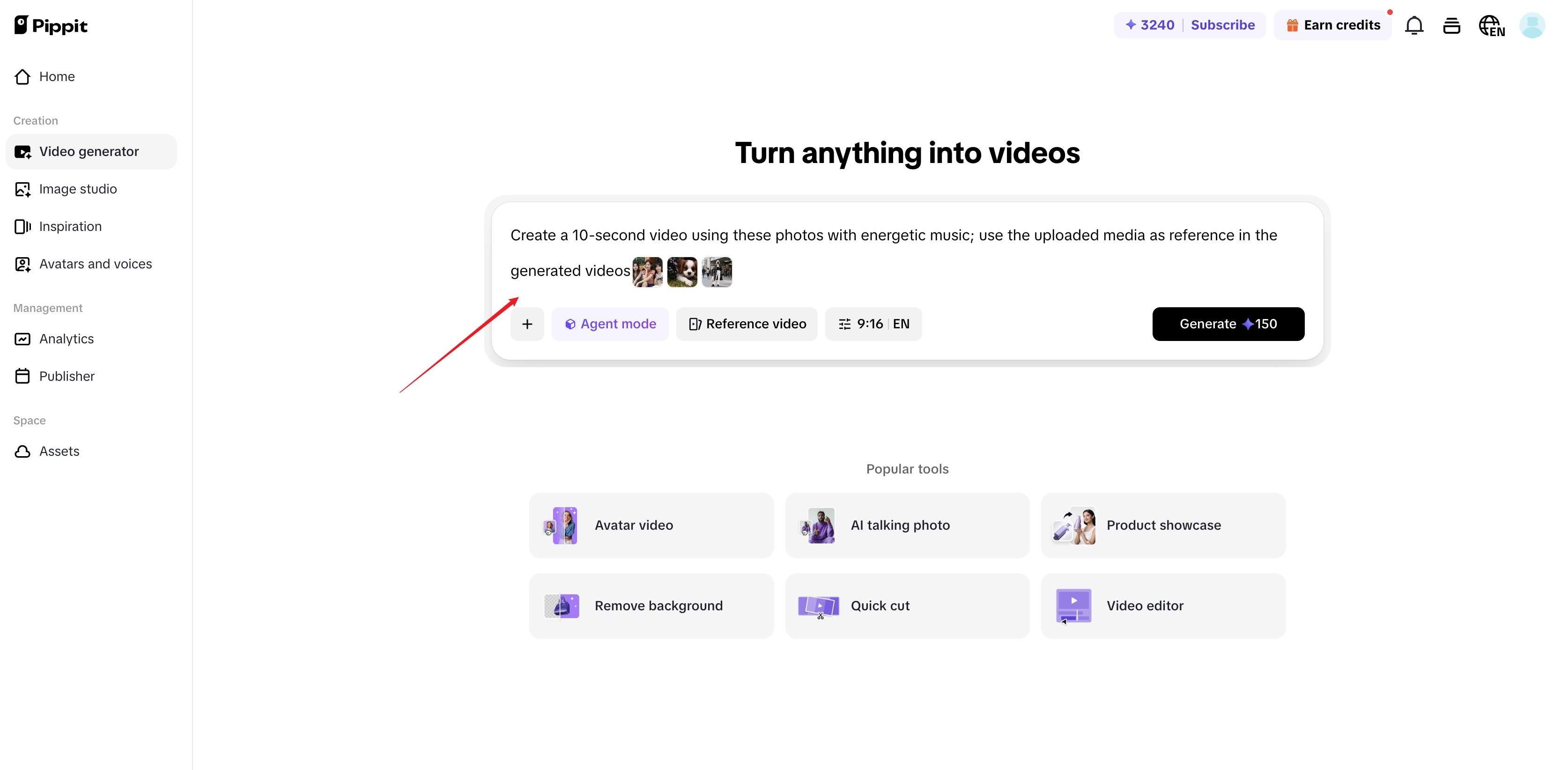 gerador pippit ai para fotos e vídeos