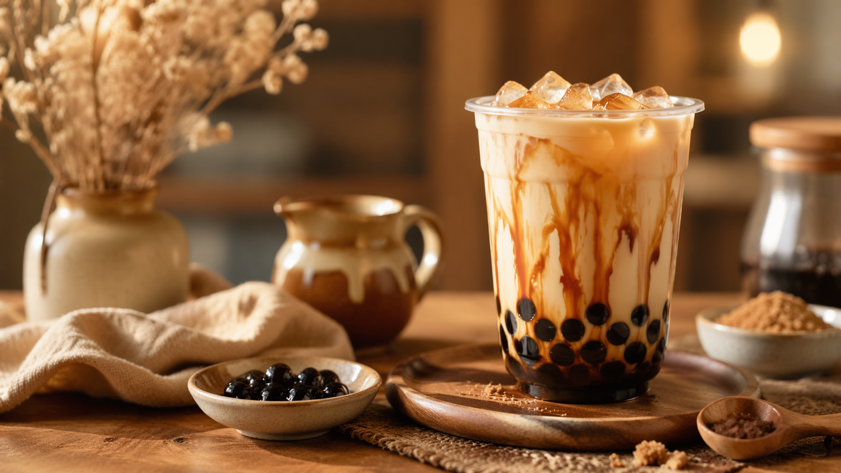 Dreamina Bubble Tea Filter prompt Beispiel 3: Brown Sugar Aesthetic