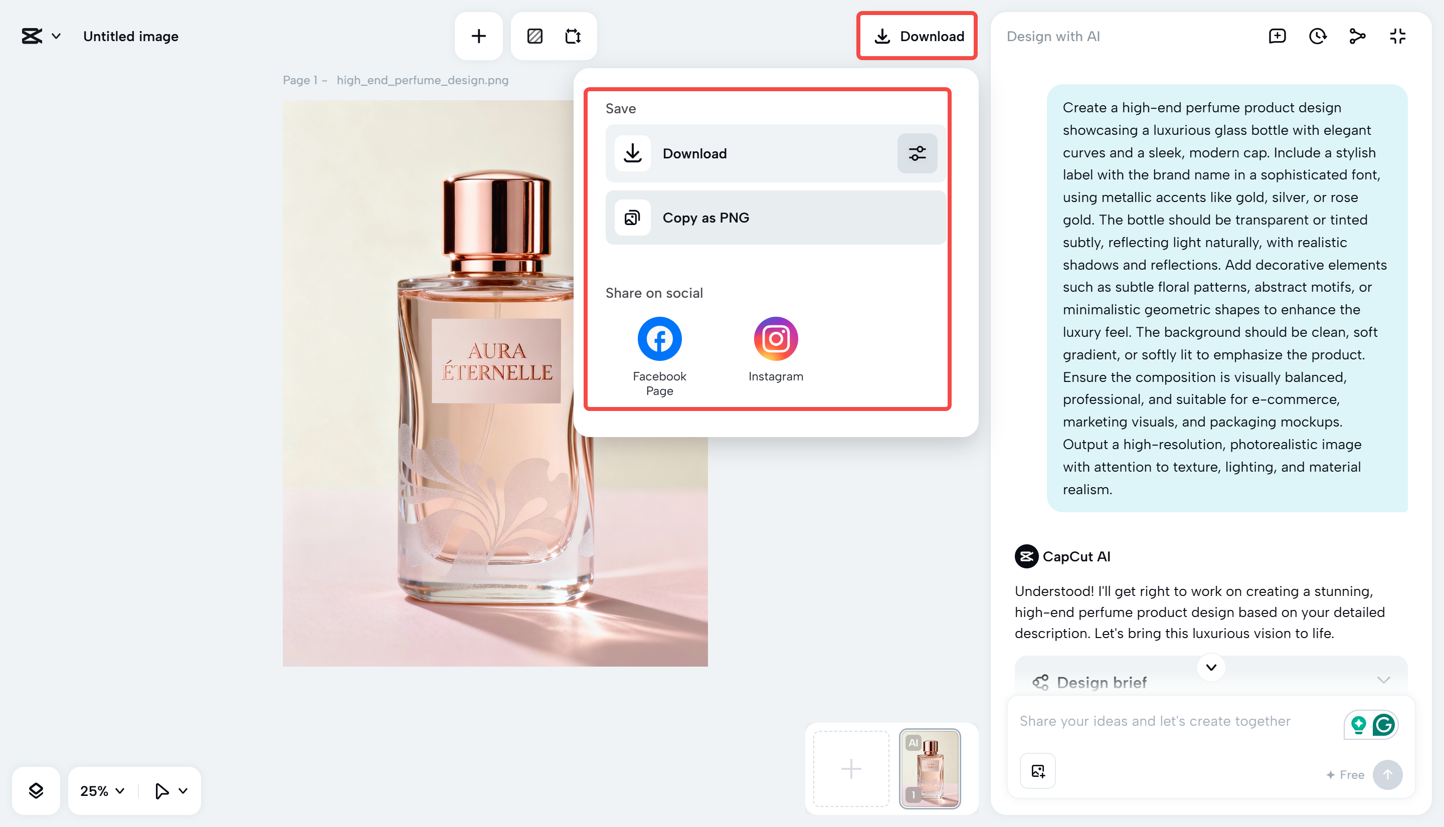 Baixando a imagem do CapCut Web