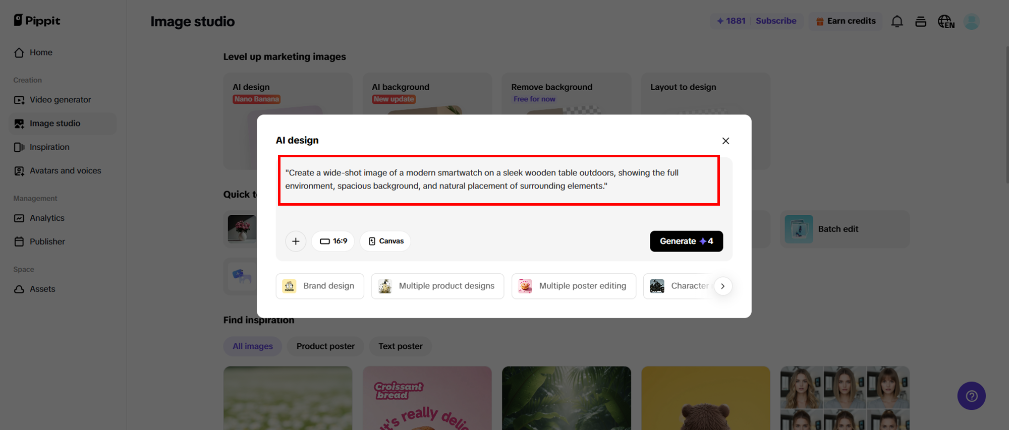 Enter prompts and generate