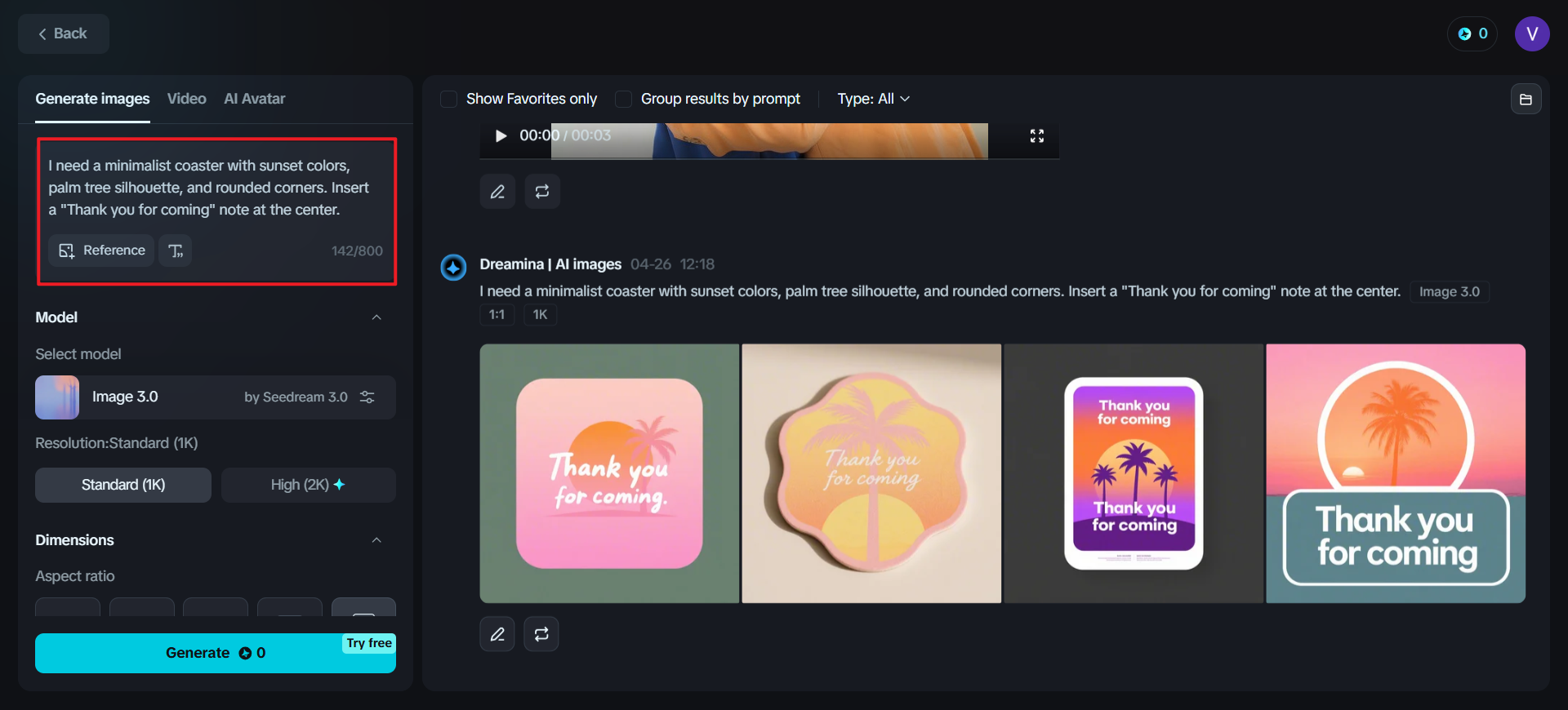 Dreamina: Cara membuat coaster
