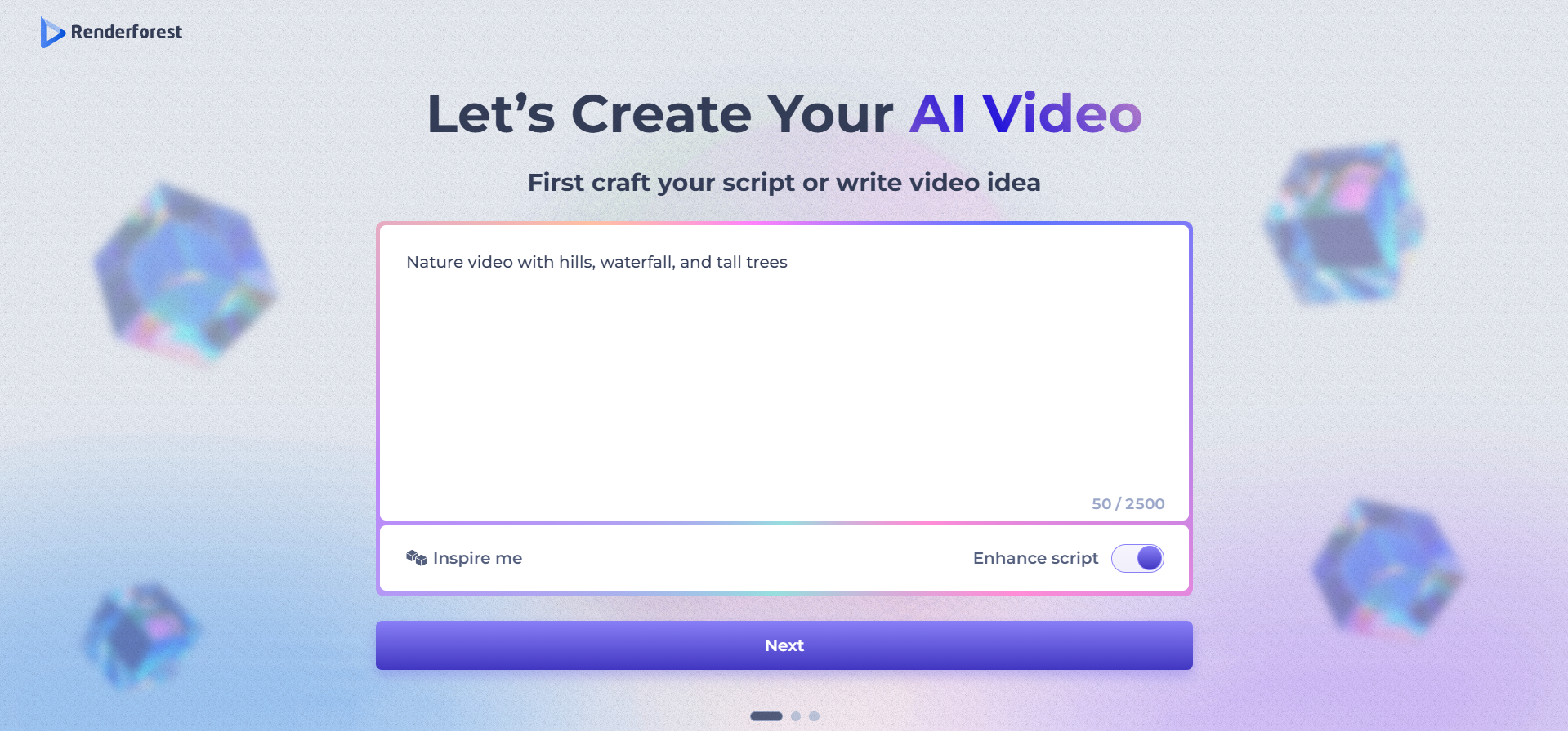 Enter video prompt