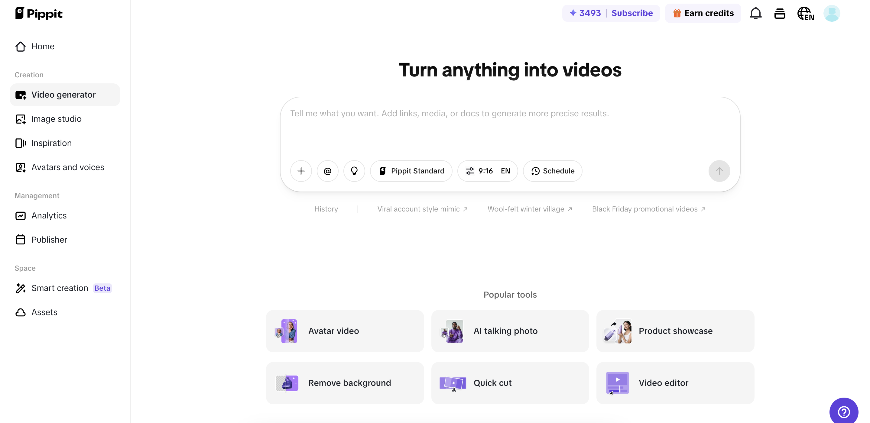 Access the video generator tool