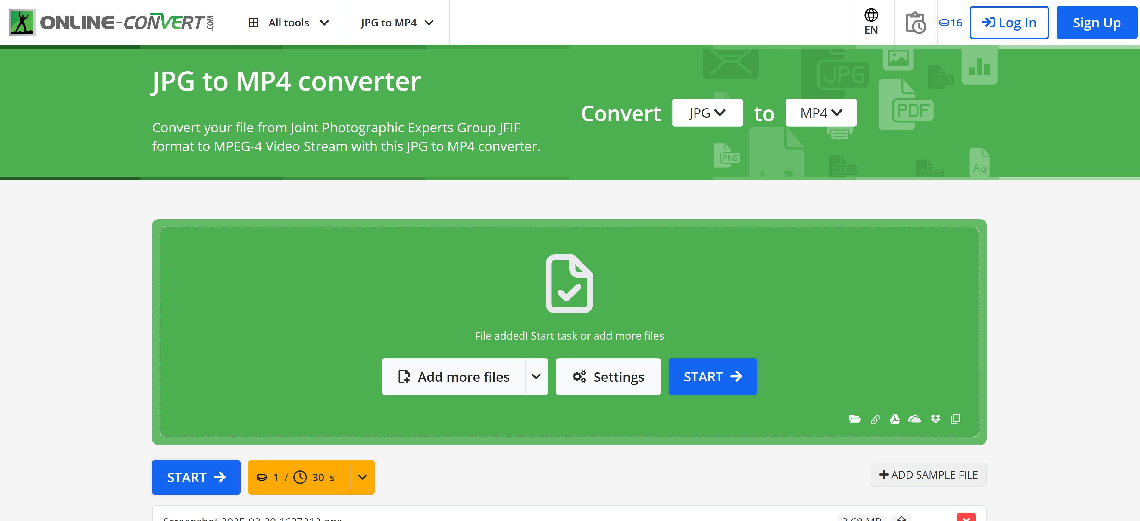 JPG를 MP4 무료로 변환