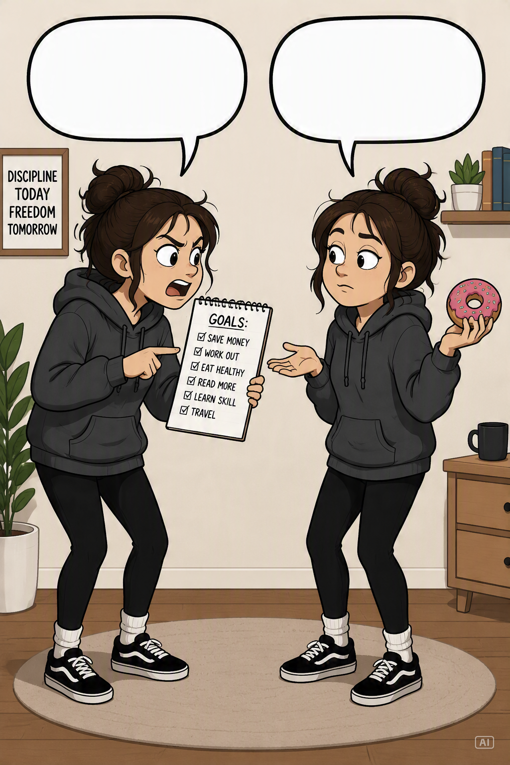 Talking to myself goals meme image generated by Pippit