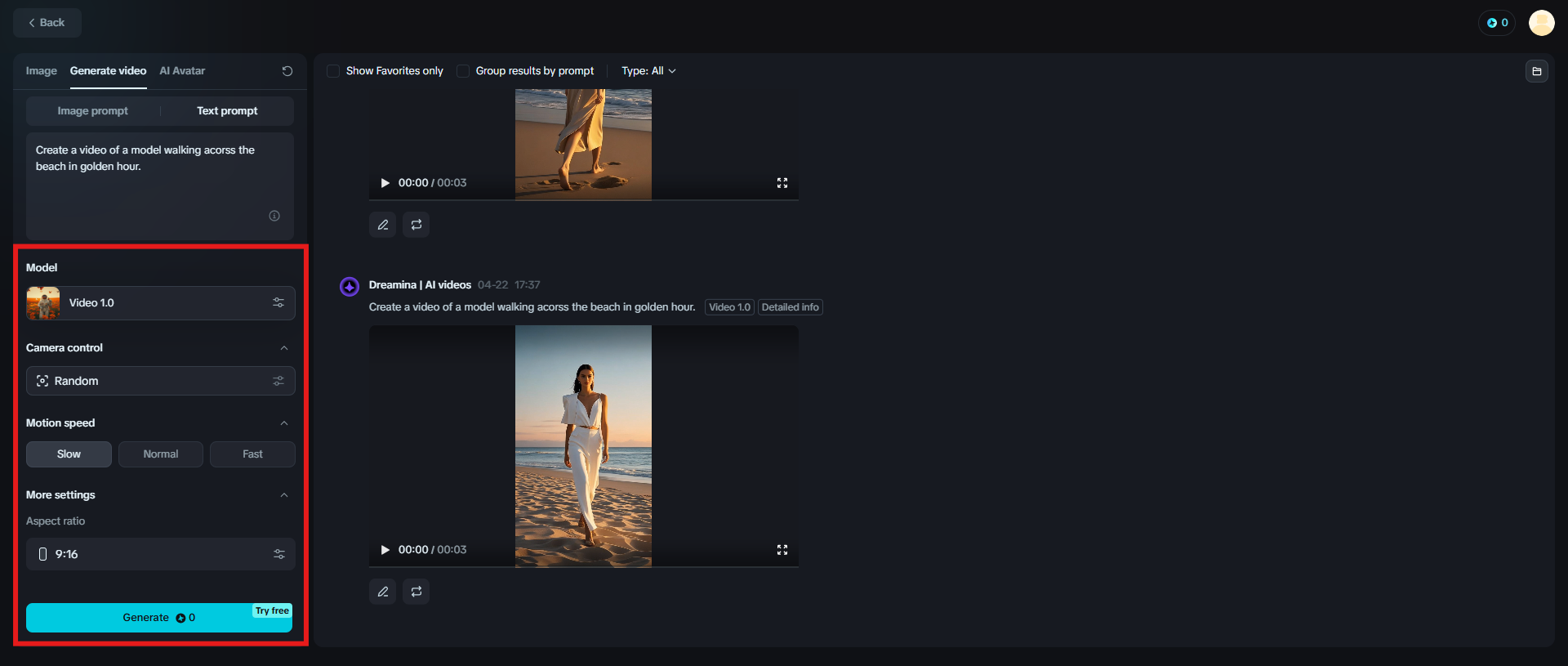 Generate video