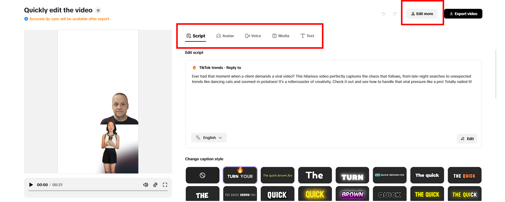 Faça alterações rápidas no seu vídeo