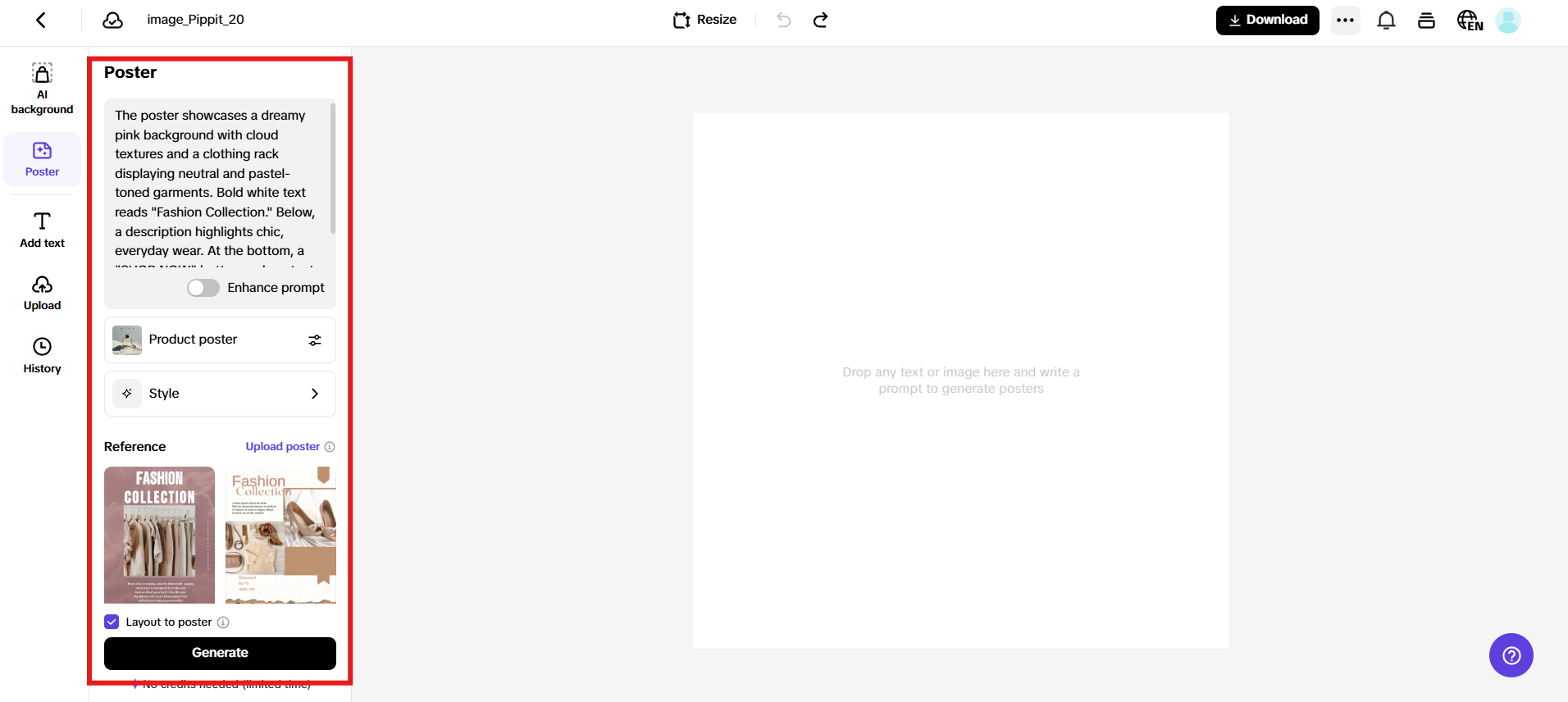 Enter prompt or upload reference