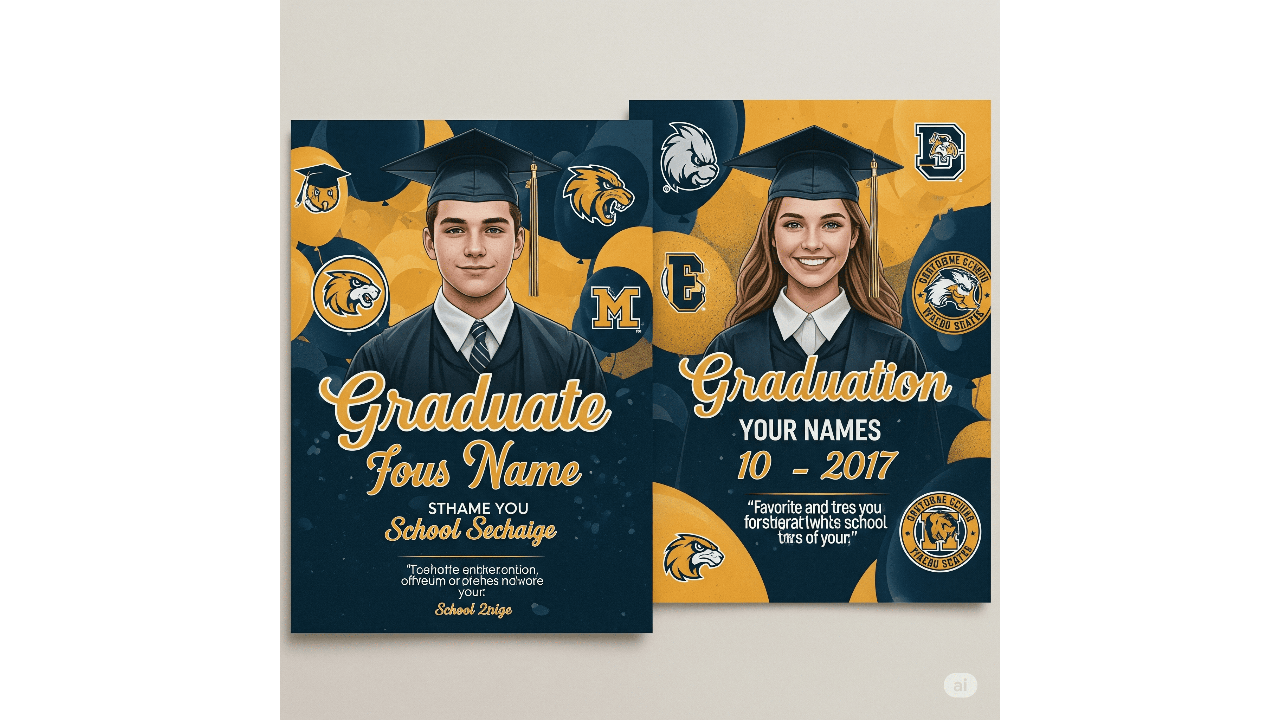 Poster example with school colors and mascots