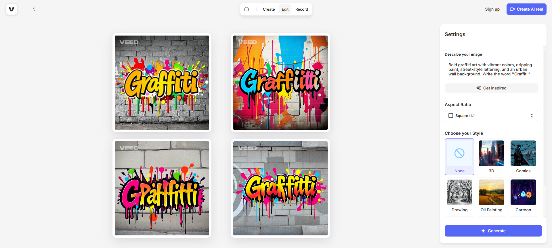 VEED graffiti art online