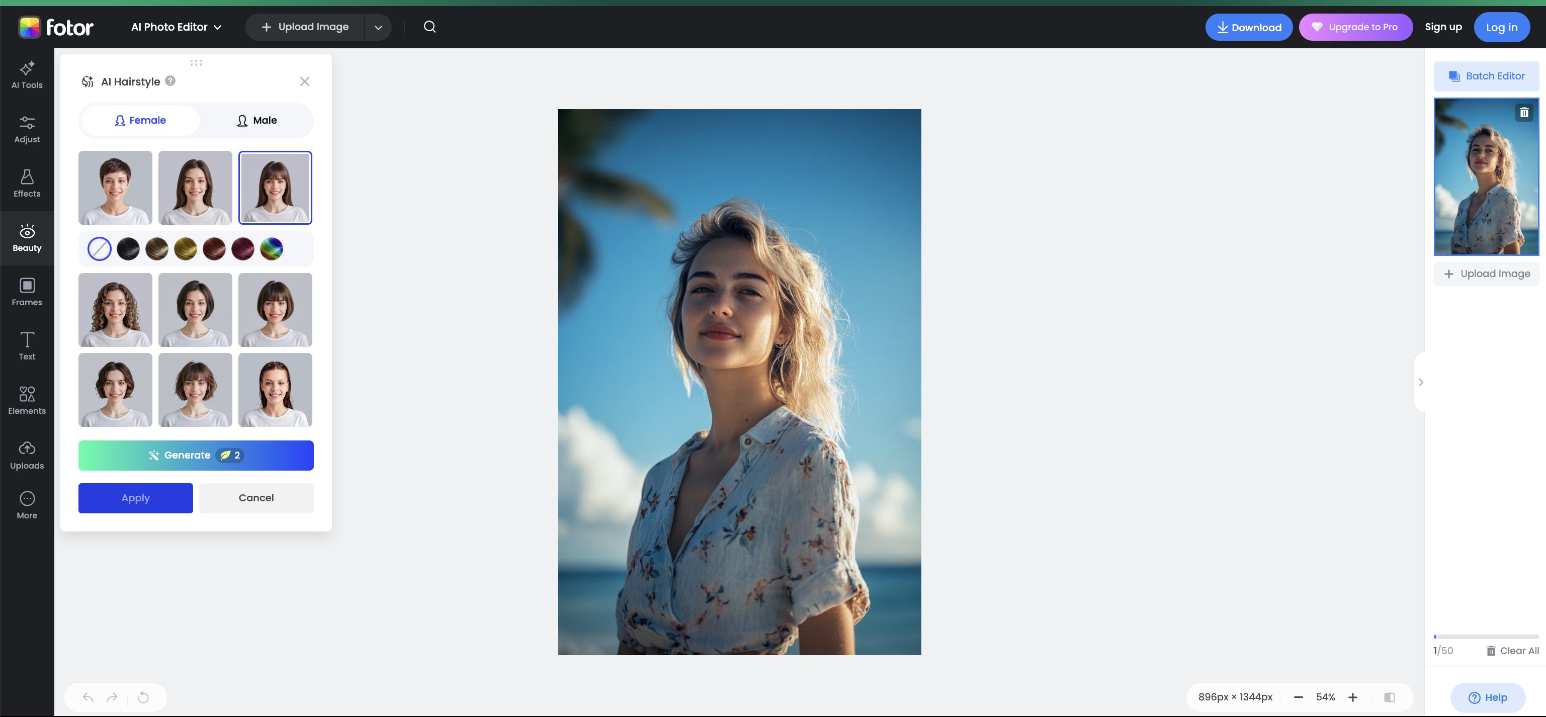 Fotor AI hairstyle try on tool