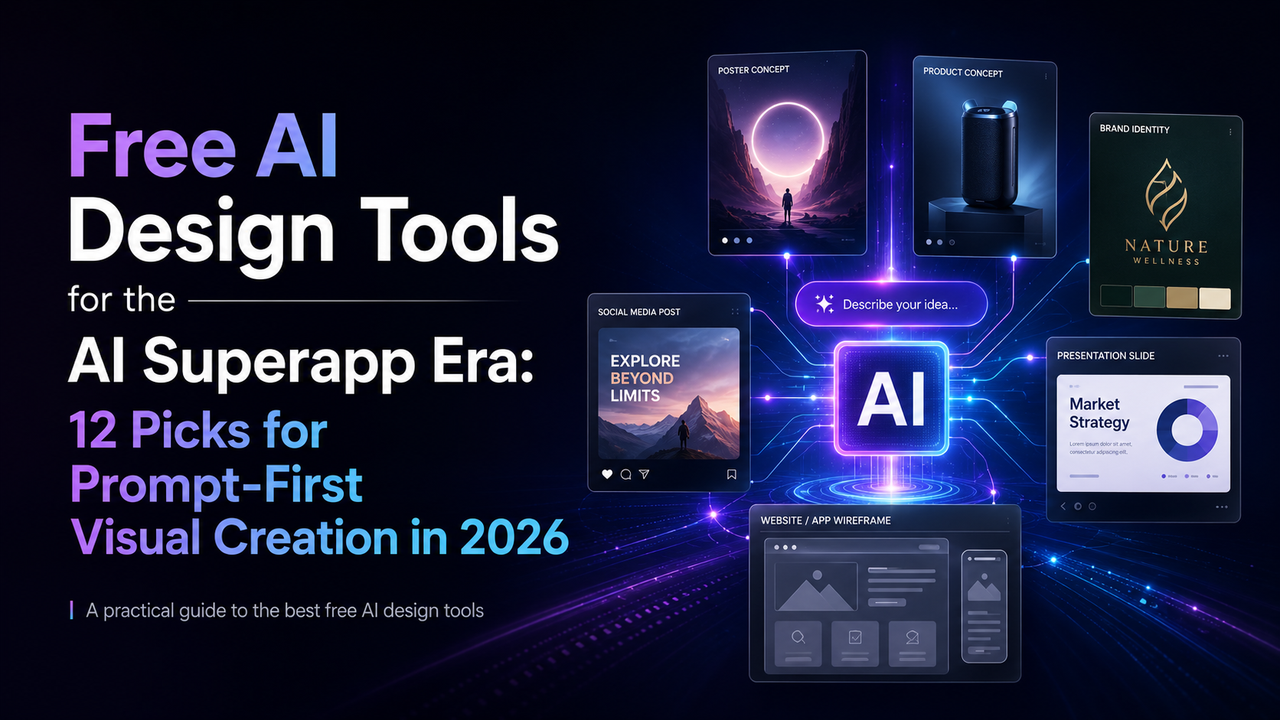 AI 슈퍼앱 시대를 위한 무료 AI 디자인 도구: 2026년 첫 번째 비주얼 창조를 위한 12가지 선택