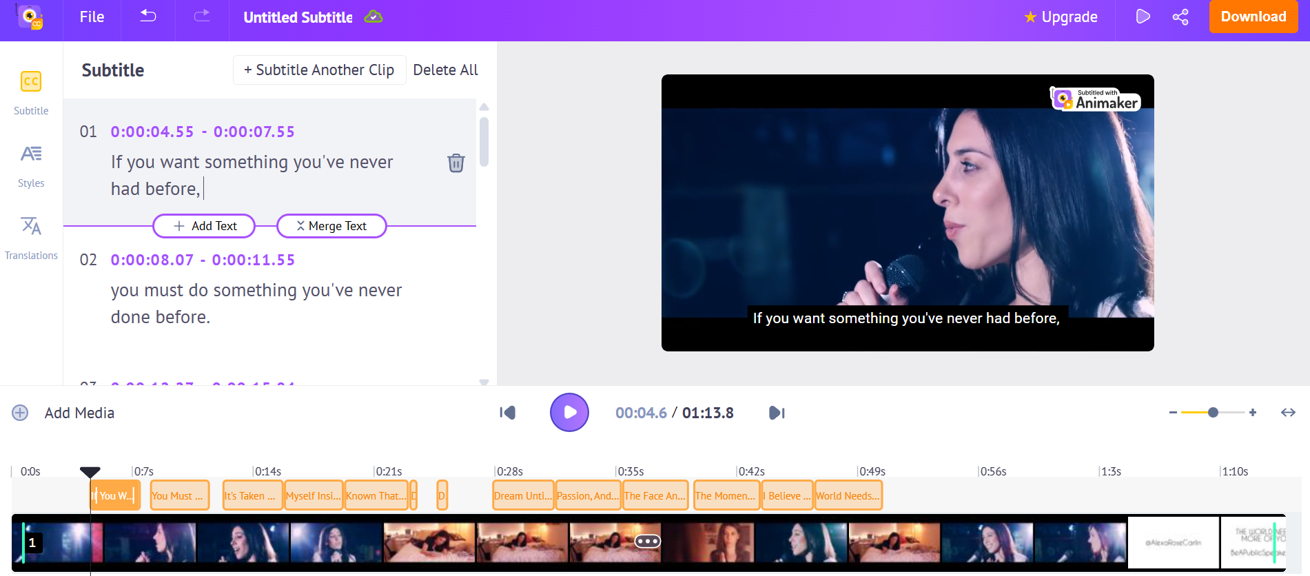 Animaker AI felirat generátor