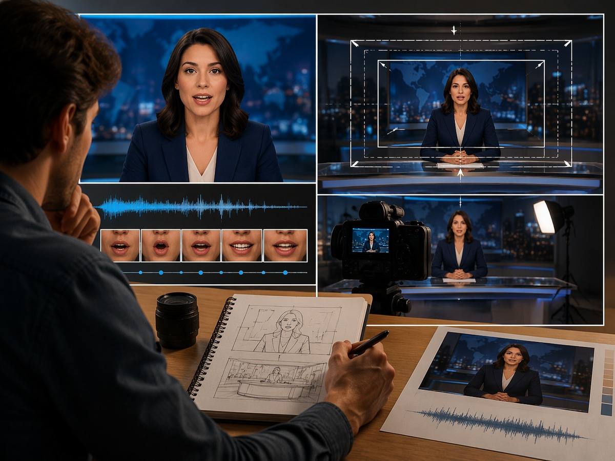 news anchor lip sync AI prompt cover 3 sa 4: 3