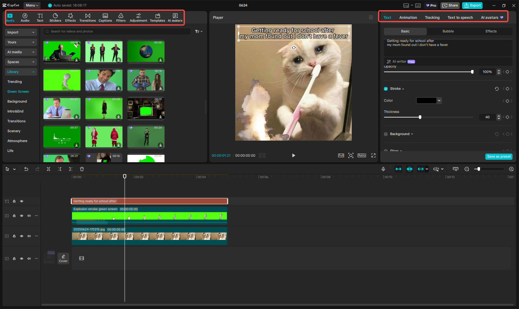 Enhancing the video in CapCut