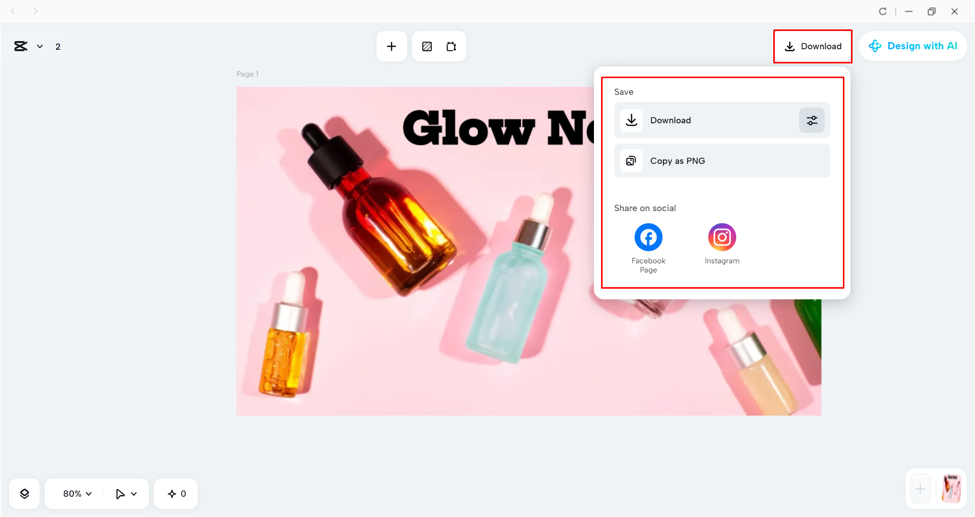 Downloading the image from the CapCut desktop video editor
