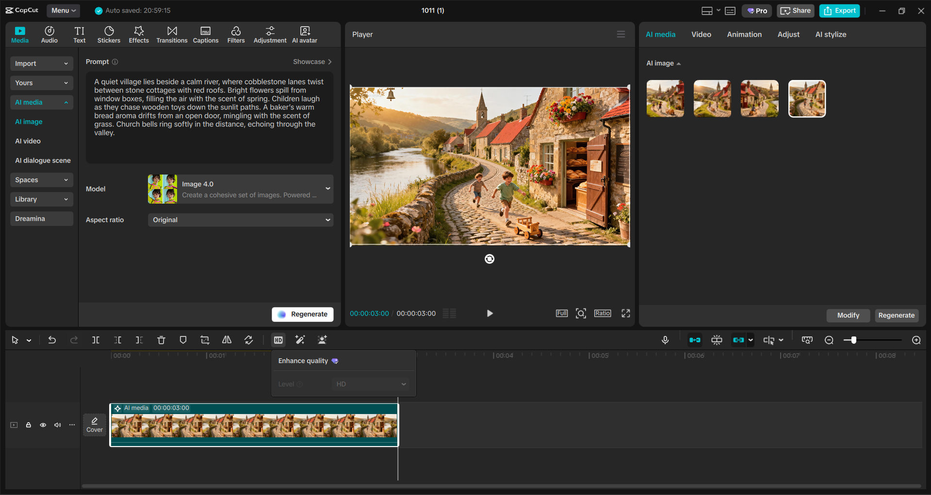 Interface of the CapCut desktop video editor - a smarter and easier way to generate AI images
