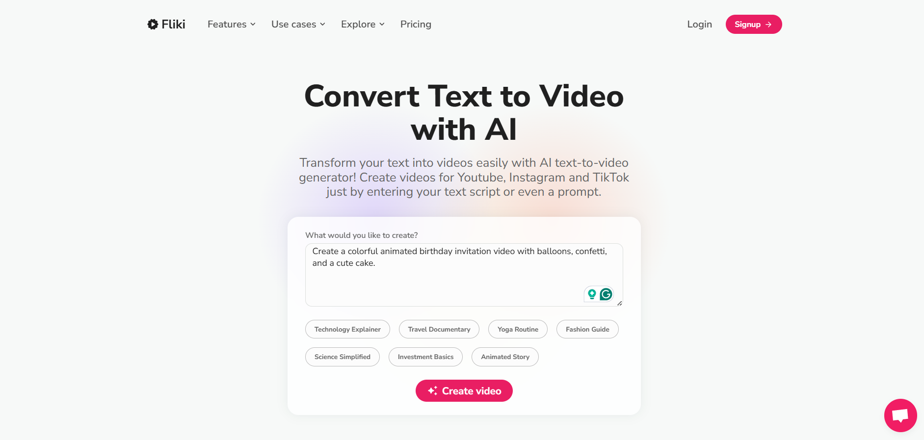 在文字轉影片提示框中輸入內容
