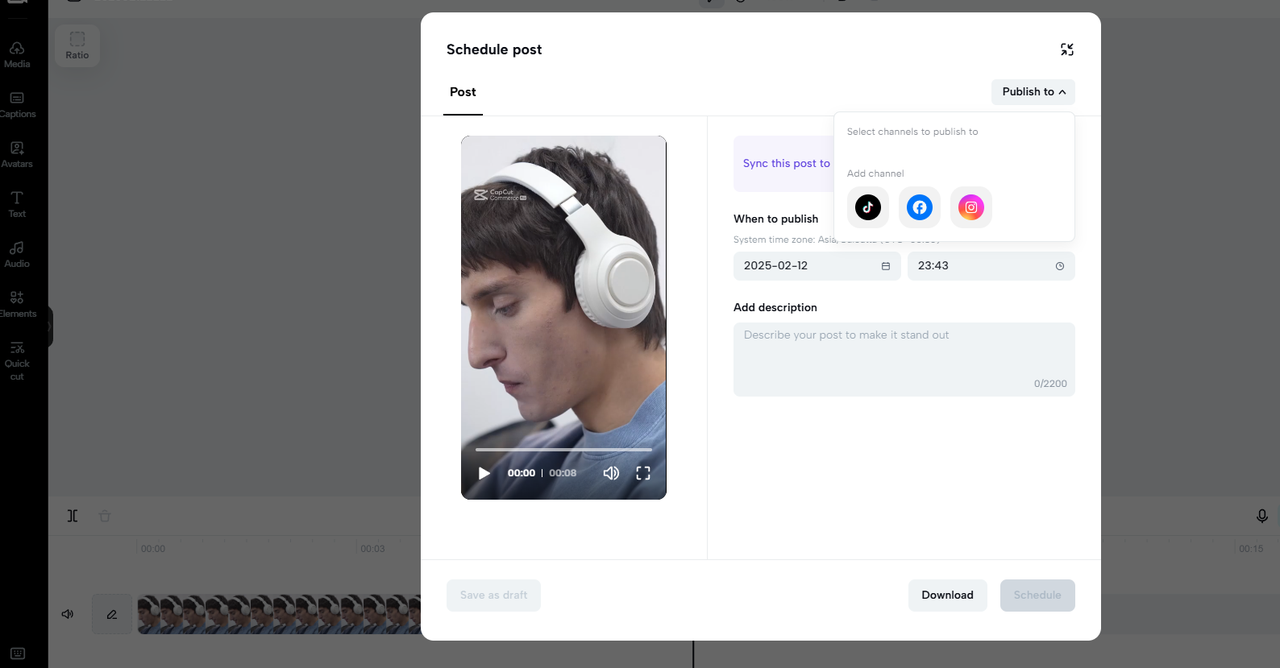 Click Publisher to schedule a post