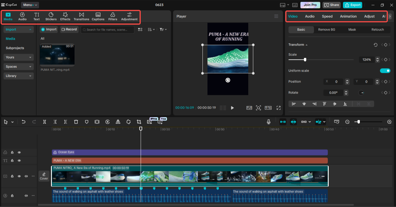 Meningkatkan video dalam CapCut